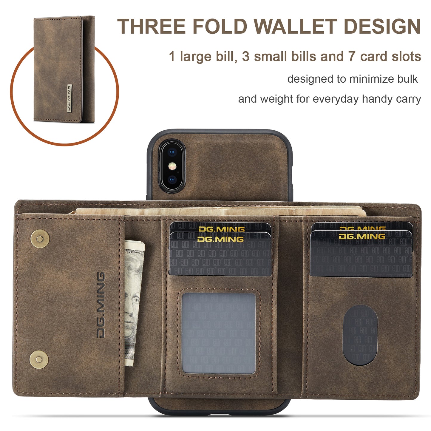 DG.MING Detachable Magnetic Wallet iPhone Xs Max Case