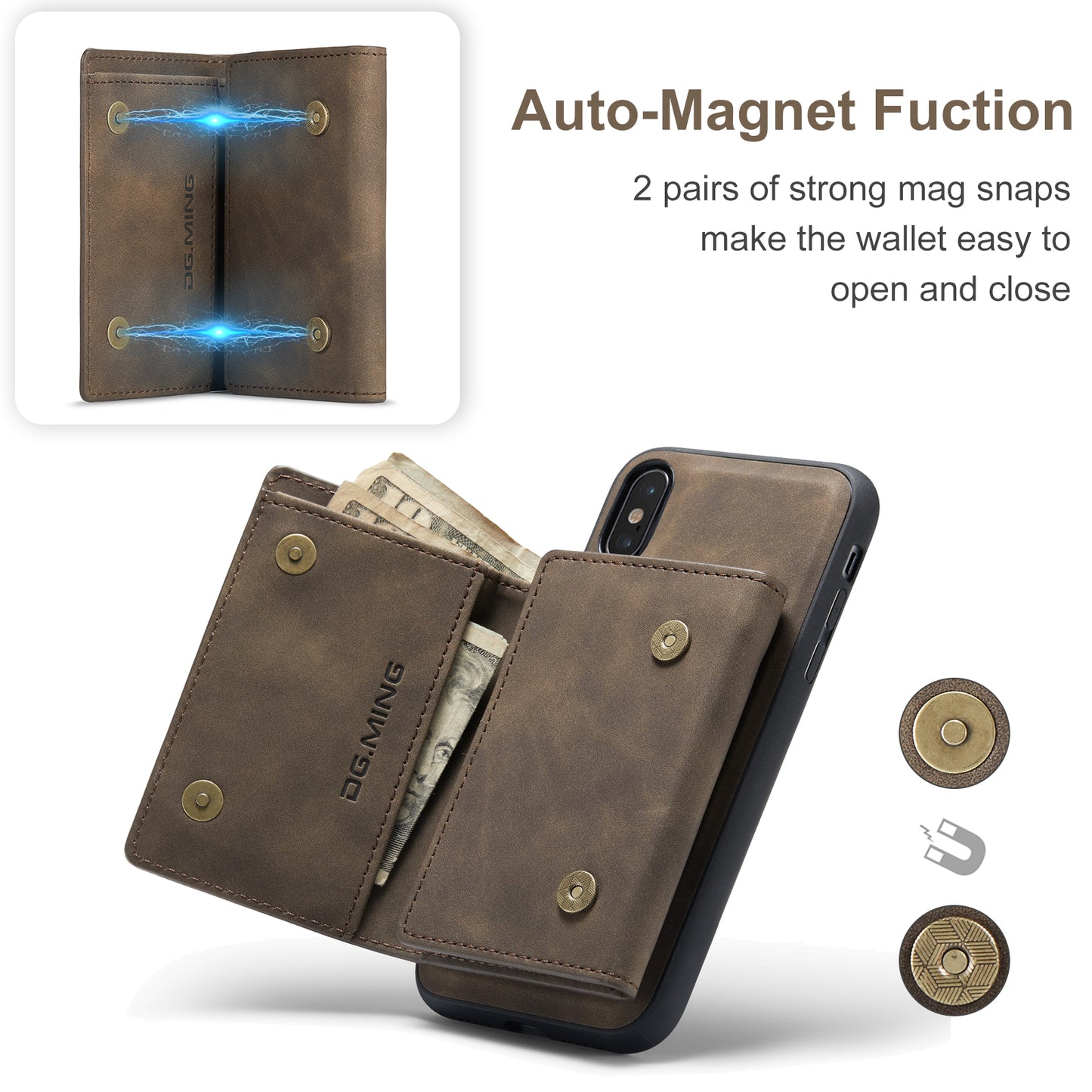 DG.MING Detachable Magnetic Wallet iPhone Xs Max Case