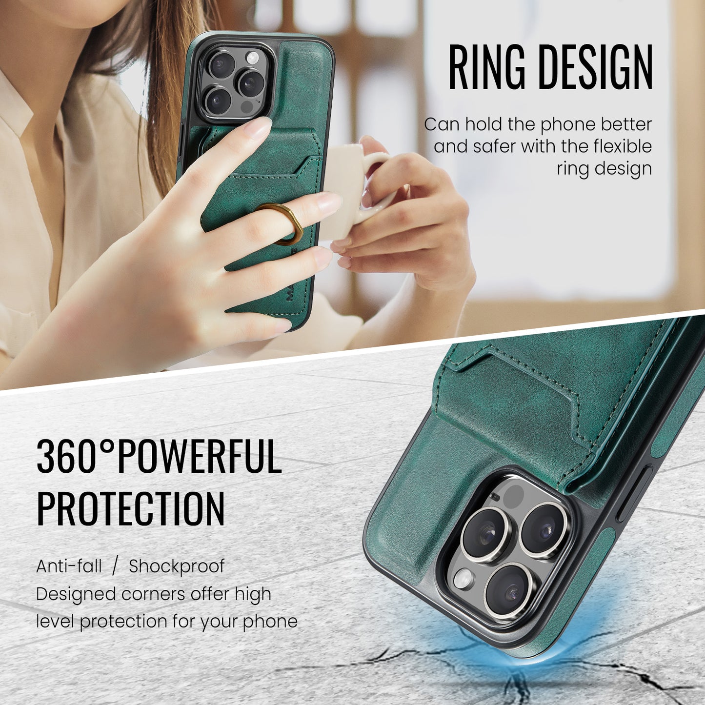 DG.MING Detachable Ring Wallet iPhone 16 Pro Max Case Magsafe