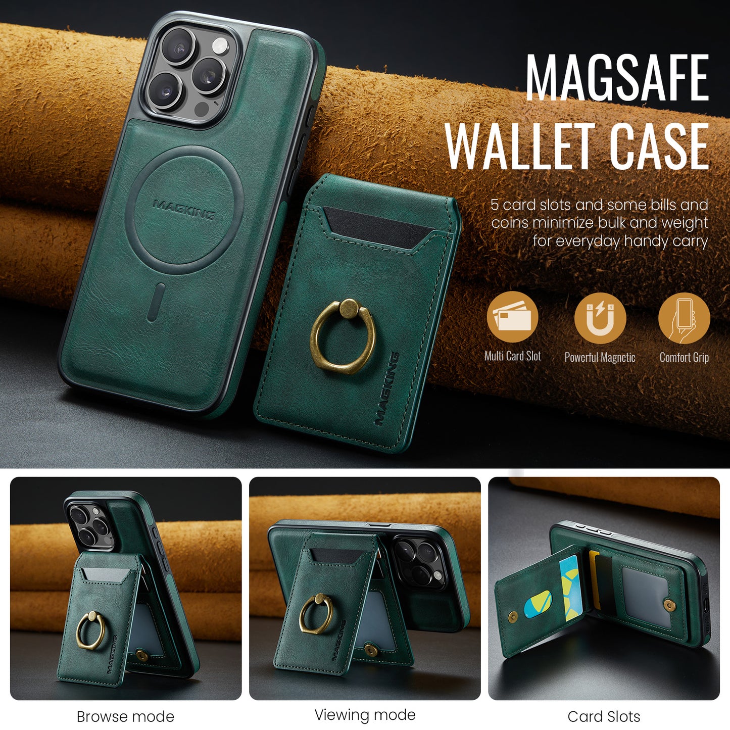 DG.MING Detachable Ring Wallet iPhone 16 Pro Max Case Magsafe