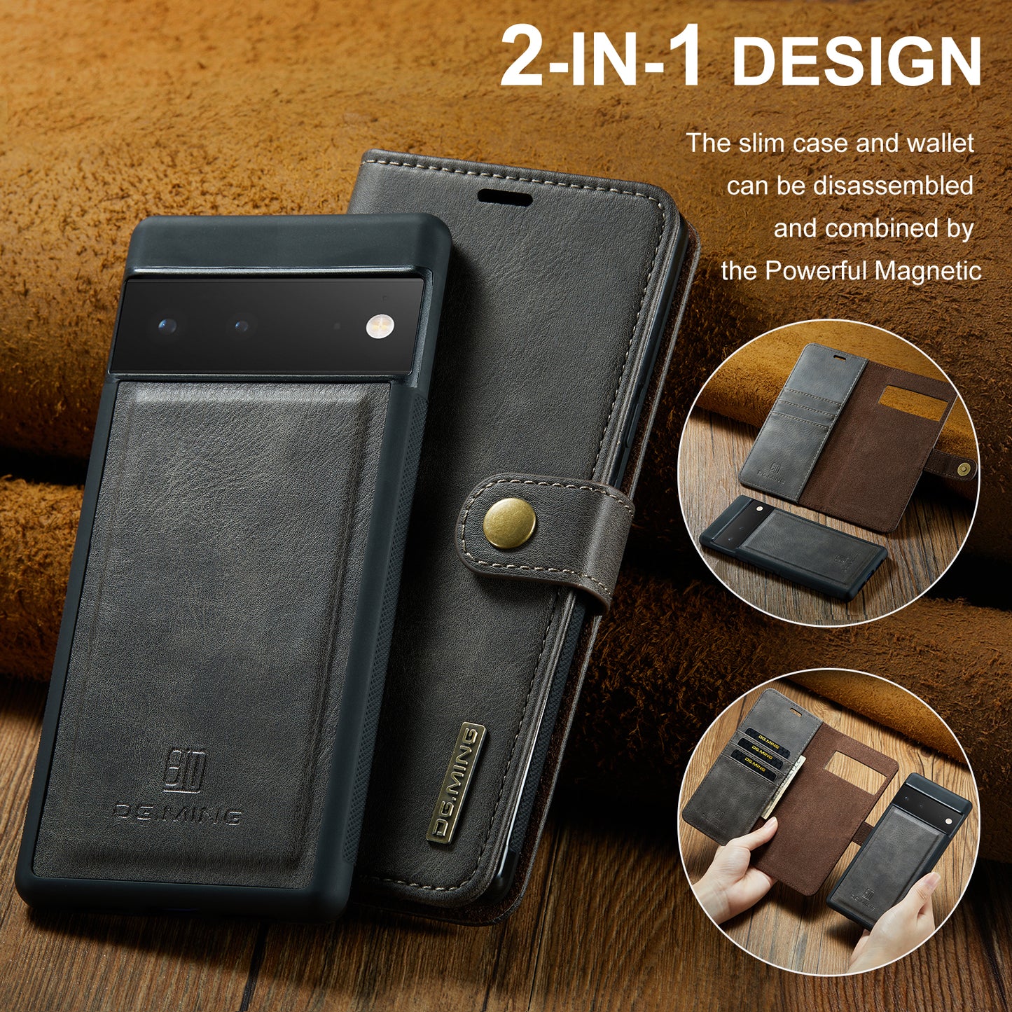 DG.MING Detachable 2 In 1 Wallet Google Pixel 6 Pro Leather Case