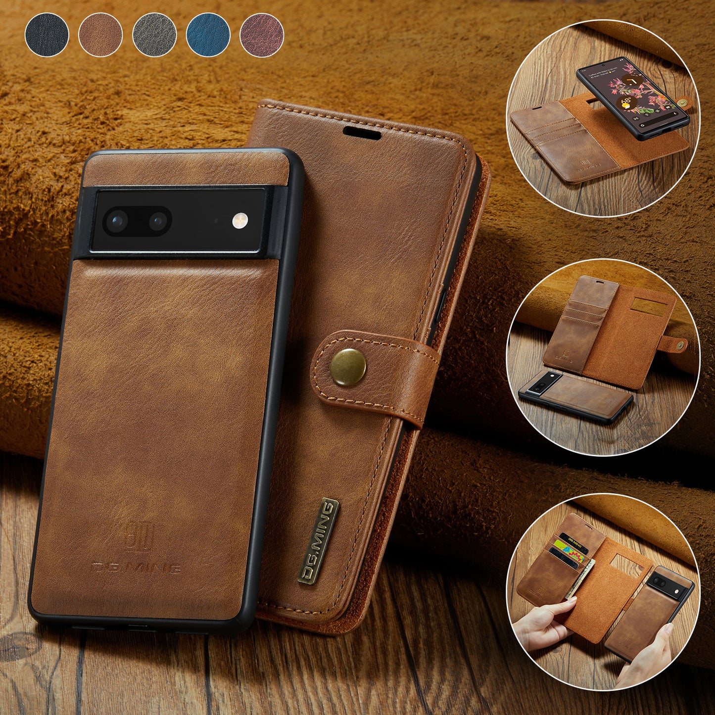 DG.MING Detachable 2 In 1 Wallet Google Pixel 7 Leather Case