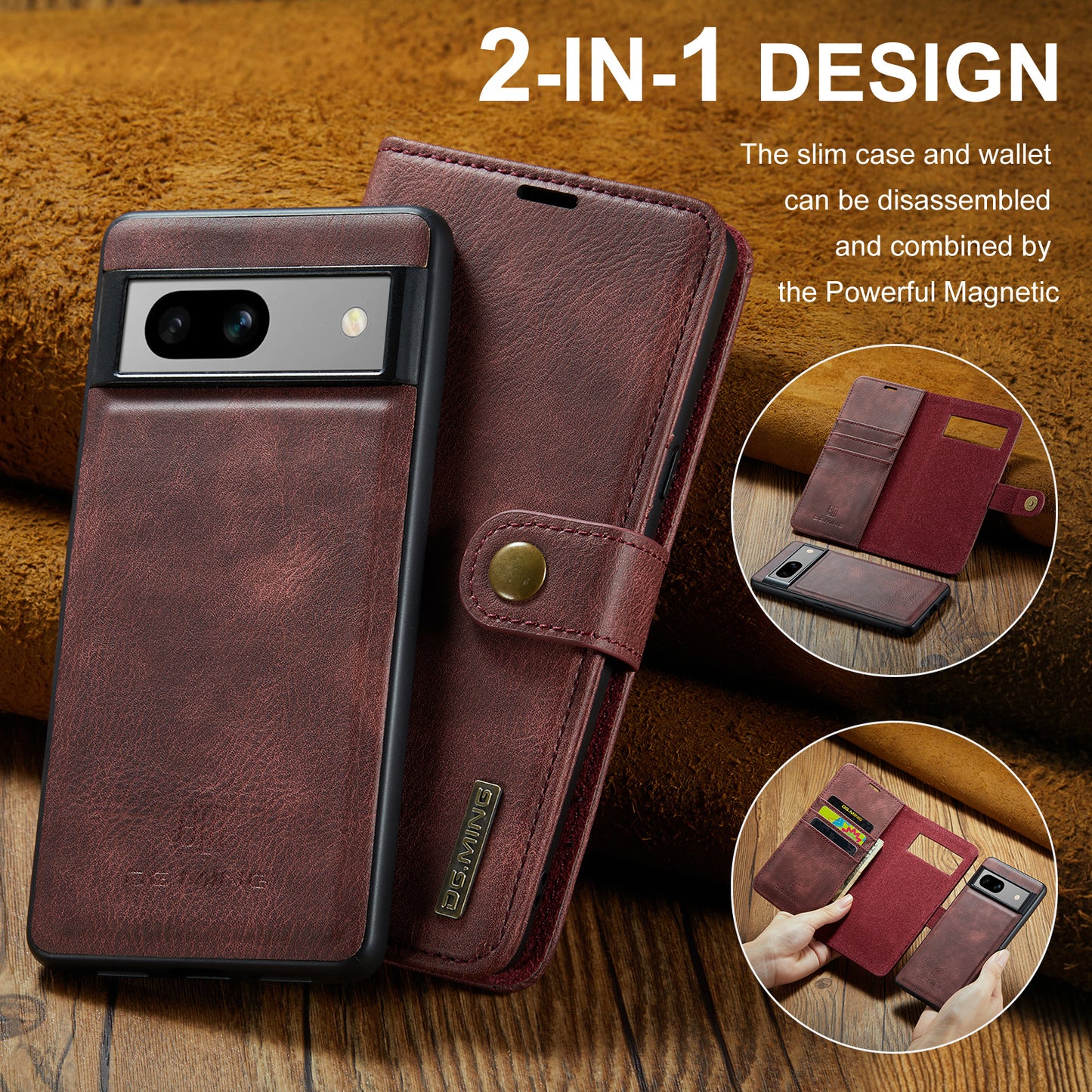 DG.MING Detachable 2 In 1 Wallet Google Pixel 7A Leather Case