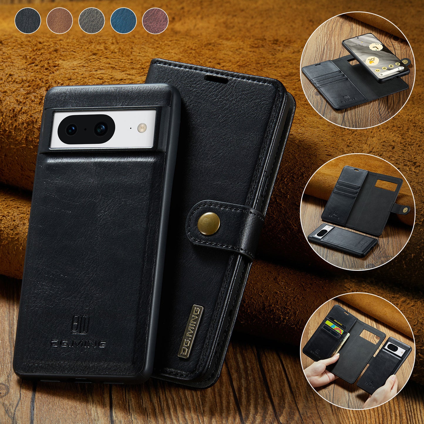 DG.MING Detachable 2 In 1 Wallet Google Pixel 9 Leather Case