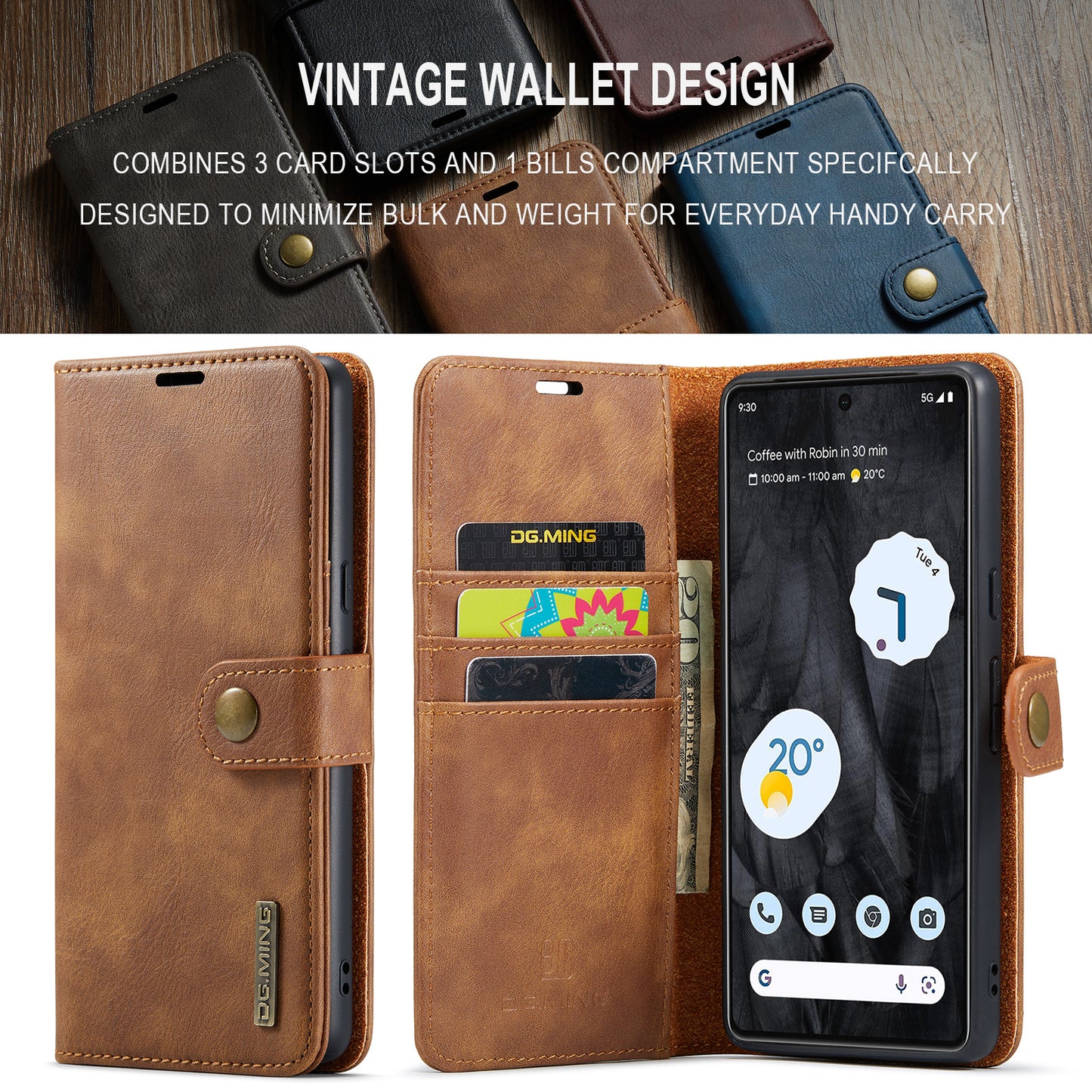 DG.MING Detachable 2 In 1 Wallet Google Pixel 9 Pro XL Leather Case