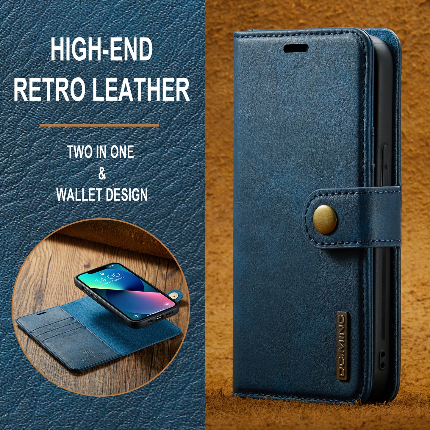 DG.MING Detachable 2 In 1 Wallet iPhone 13 Leather Case