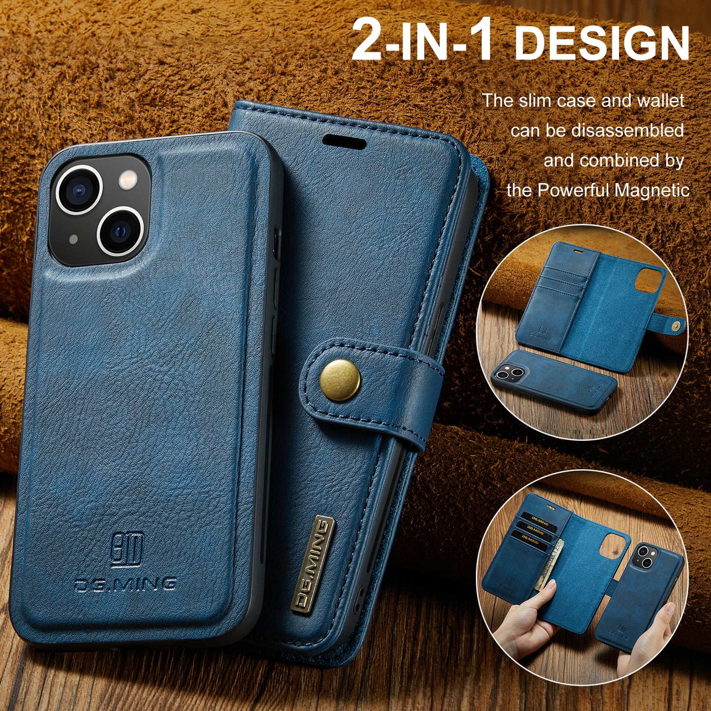 DG.MING Detachable 2 In 1 Wallet iPhone 13 Leather Case