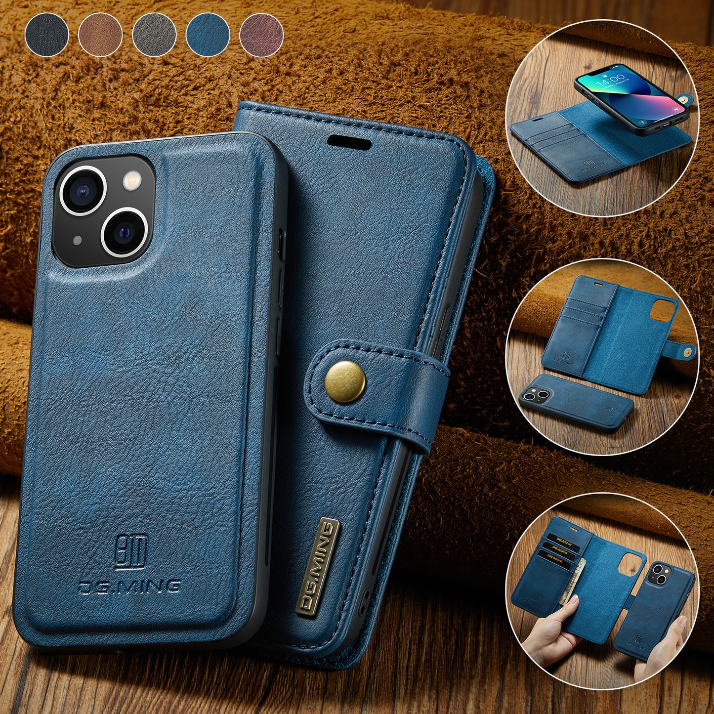 DG.MING Detachable 2 In 1 Wallet iPhone 13 Leather Case