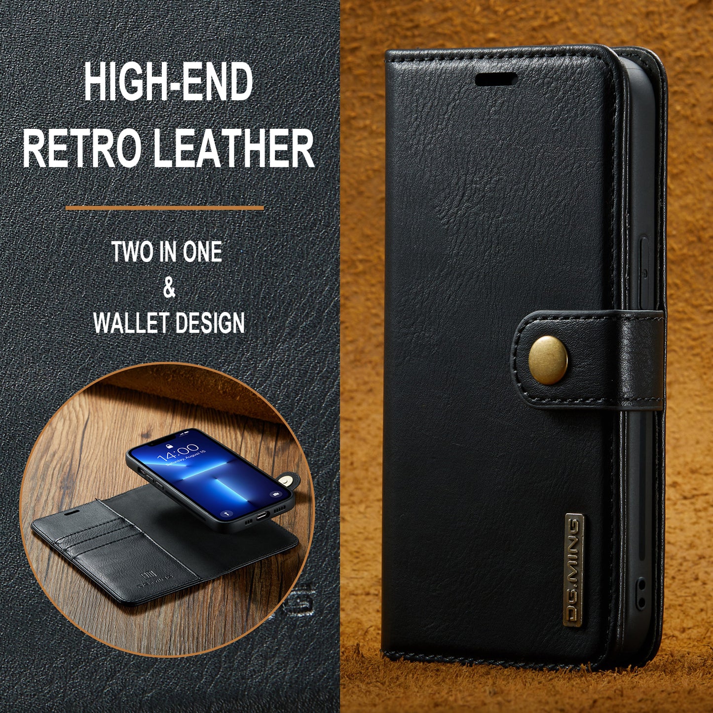 DG.MING Detachable 2 In 1 Wallet iPhone 13 Pro Leather Case