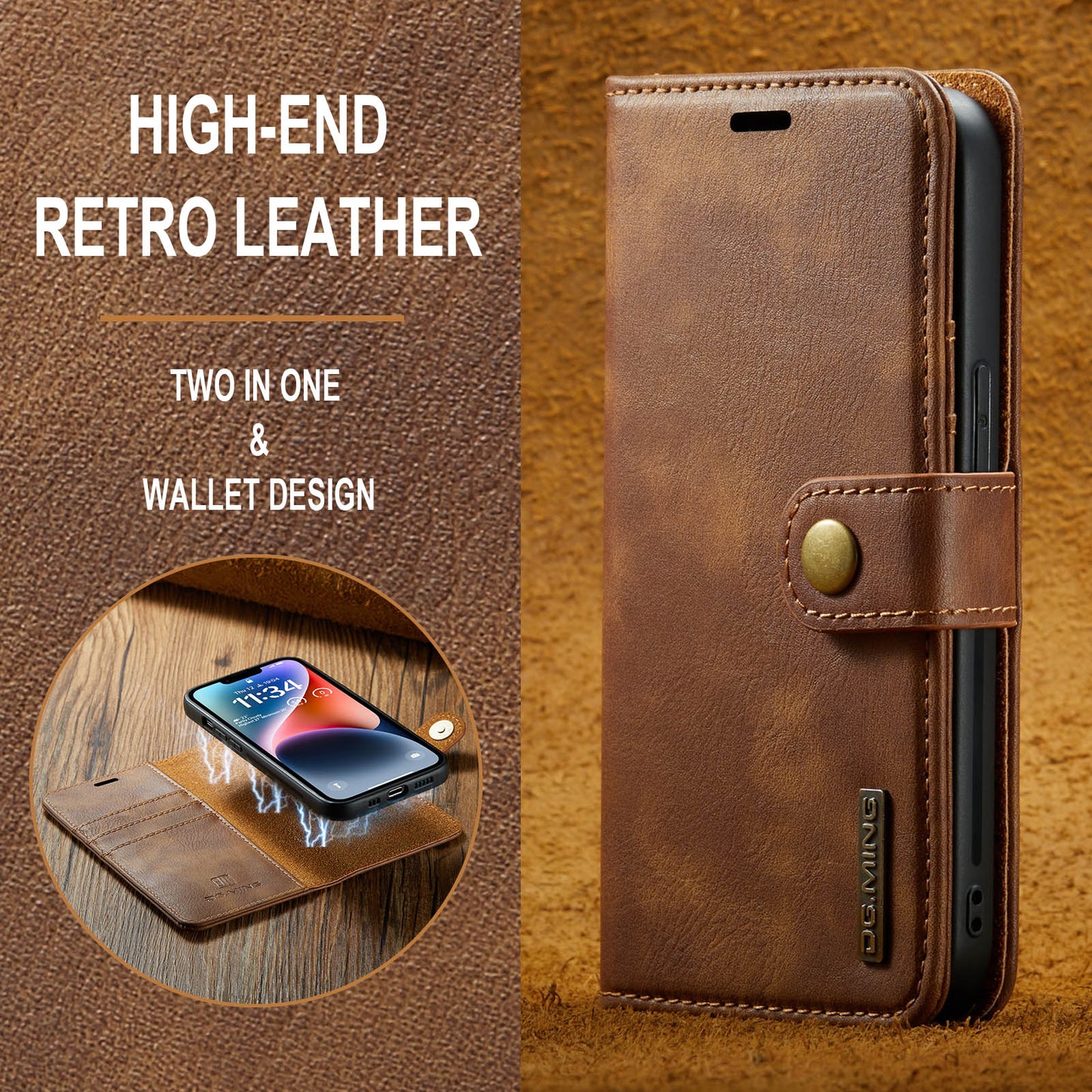 DG.MING Detachable 2 In 1 Wallet iPhone 14 Leather Case