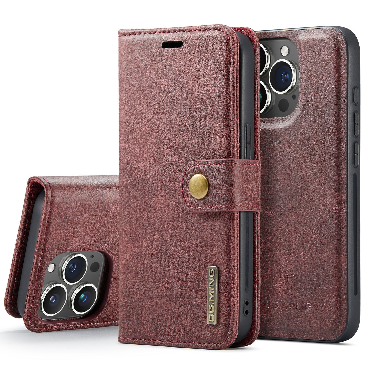 DG.MING Detachable 2 In 1 Wallet iPhone 15 Pro Leather Case