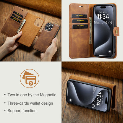 DG.MING Detachable 2 In 1 Wallet iPhone 15 Pro Leather Case