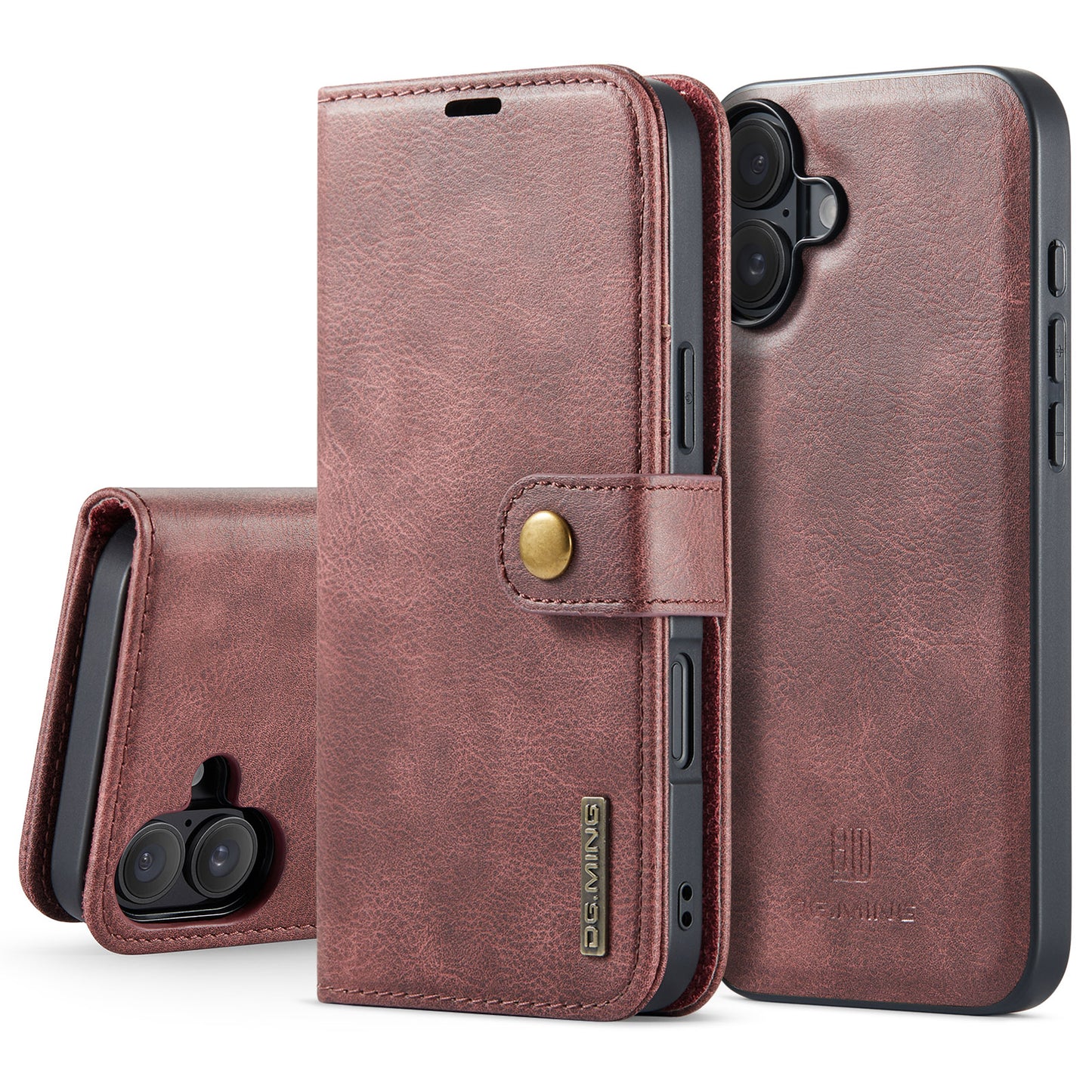 DG.MING Detachable 2 In 1 Wallet iPhone 16 Leather Case