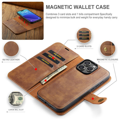 DG.MING Detachable 2 In 1 Wallet iPhone 16 Pro Leather Case