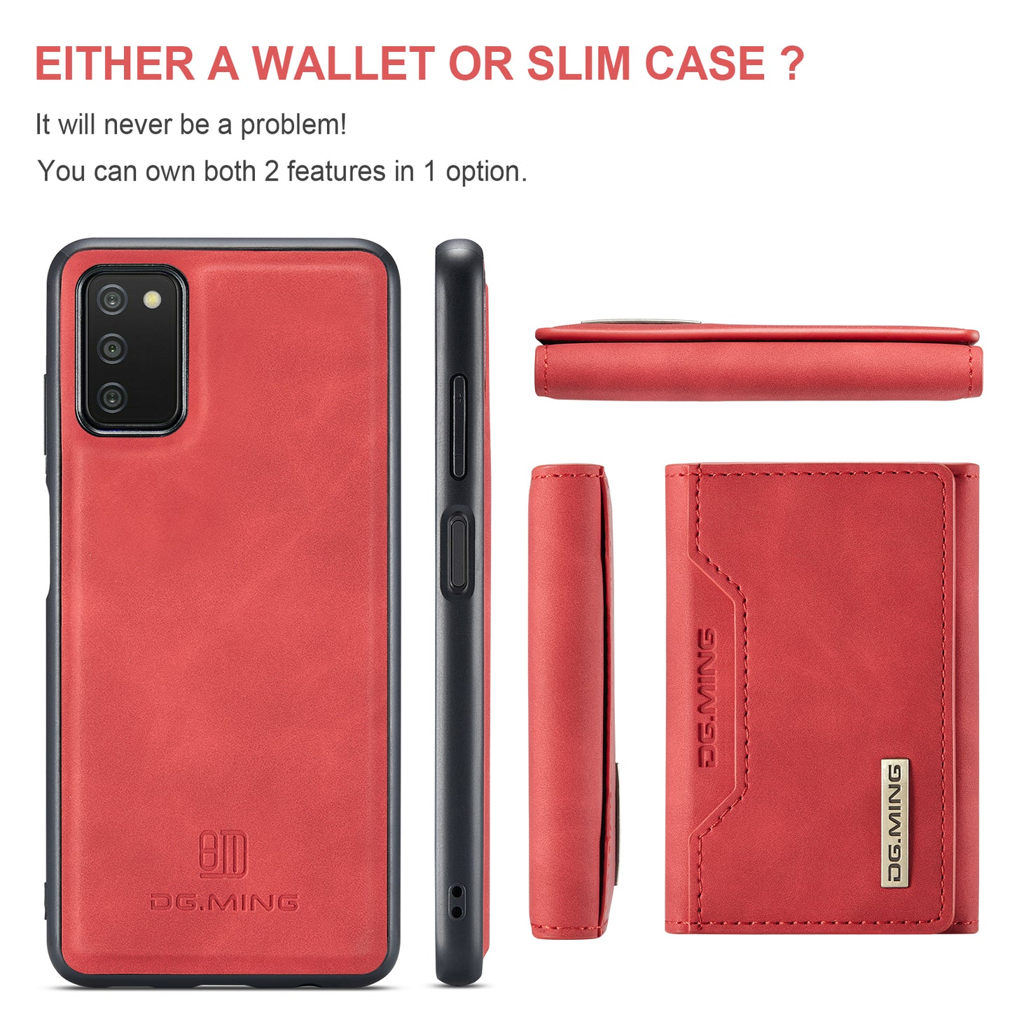 DG.MING Detachable 2-in-1 Galaxy A03s Case Card Holder