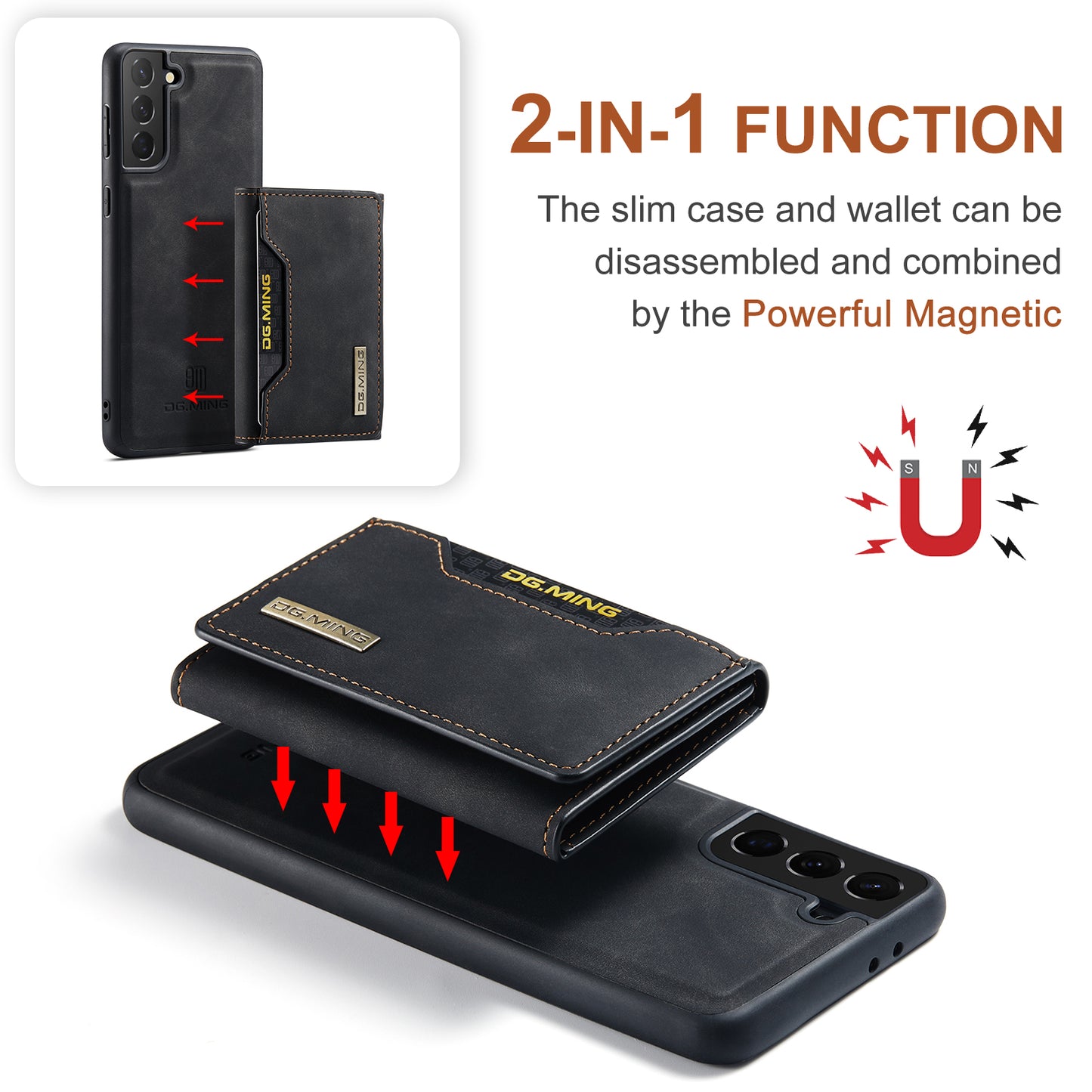 DG.MING Detachable 2-in-1 Galaxy S21 Case Card Holder