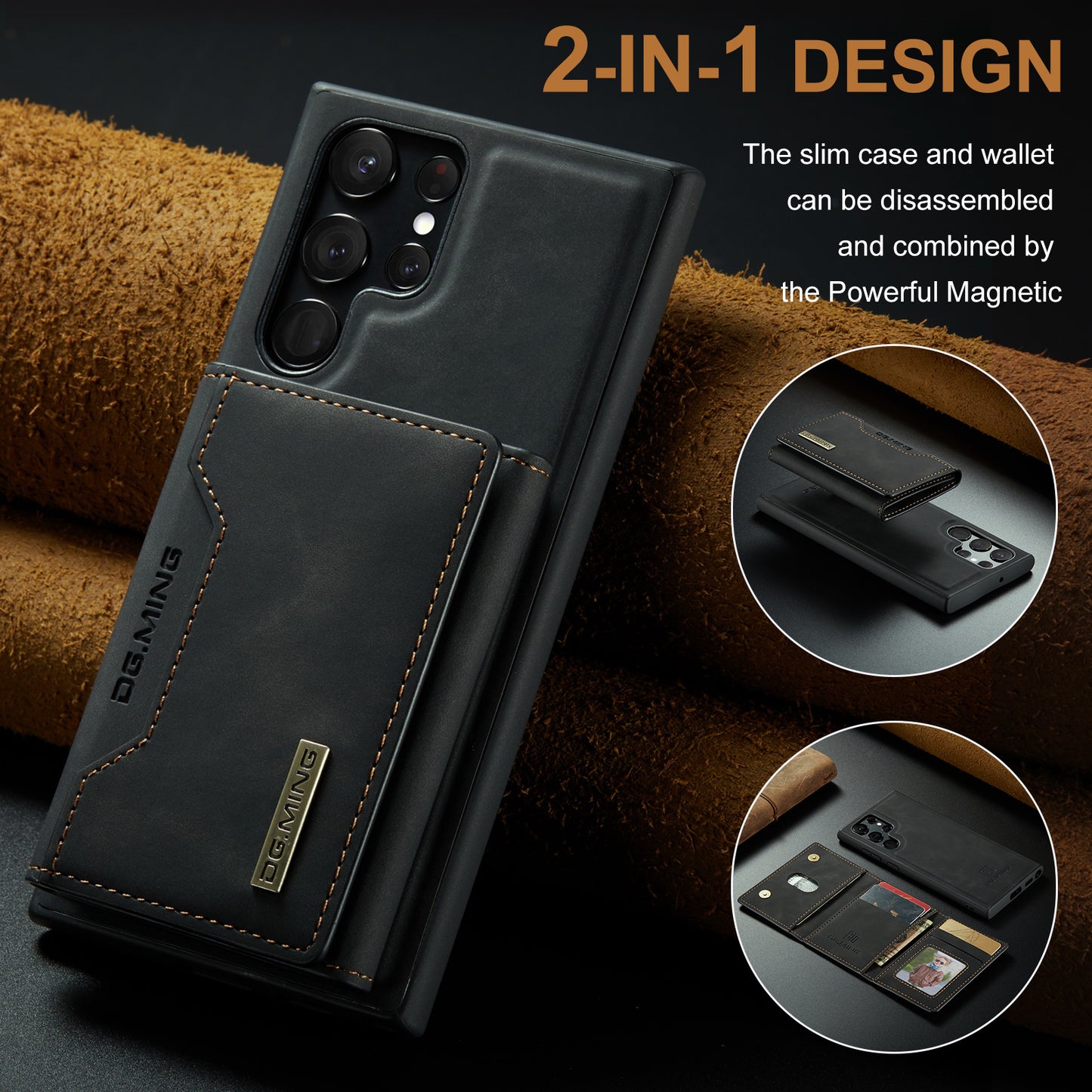 DG.MING Detachable 2-in-1 Galaxy S23 Ultra Case Card Holder