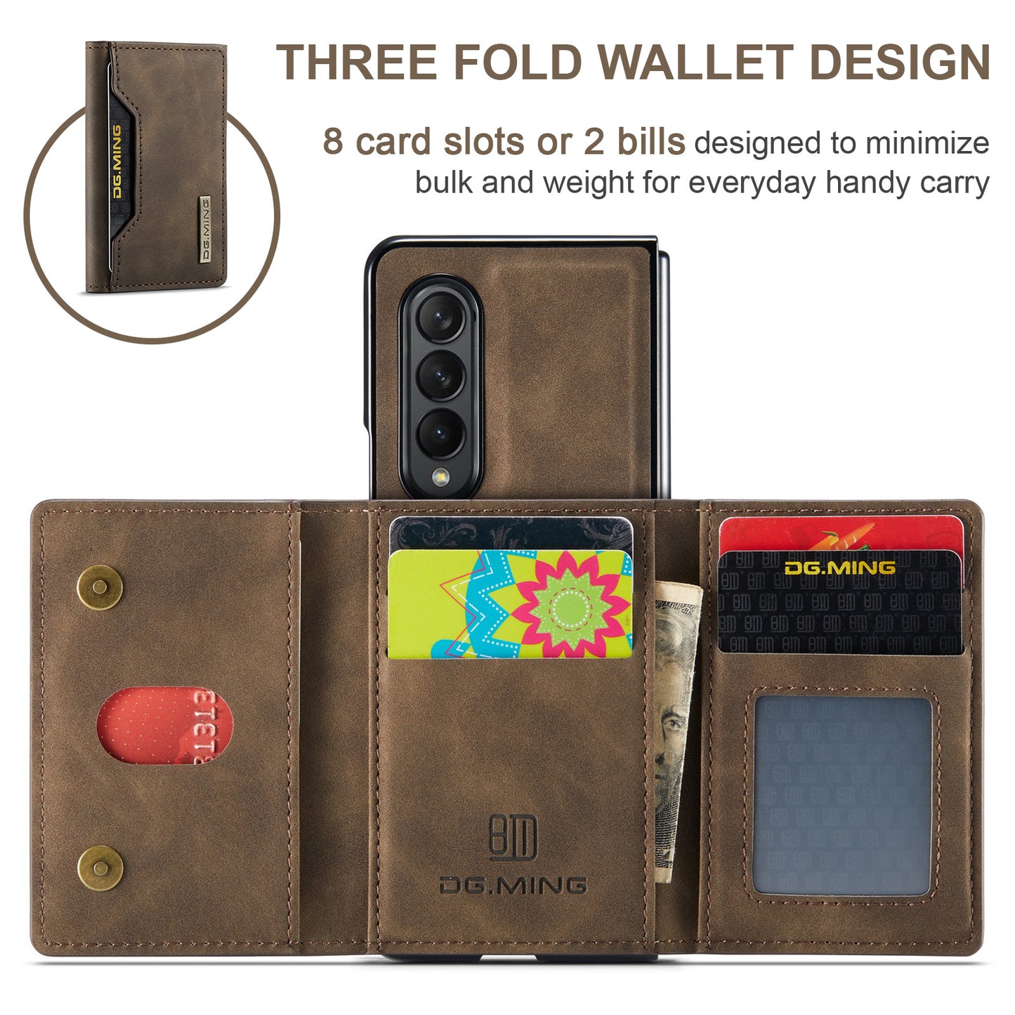 DG.MING Detachable 2-in-1 Galaxy Z Fold4 Case Card Holder