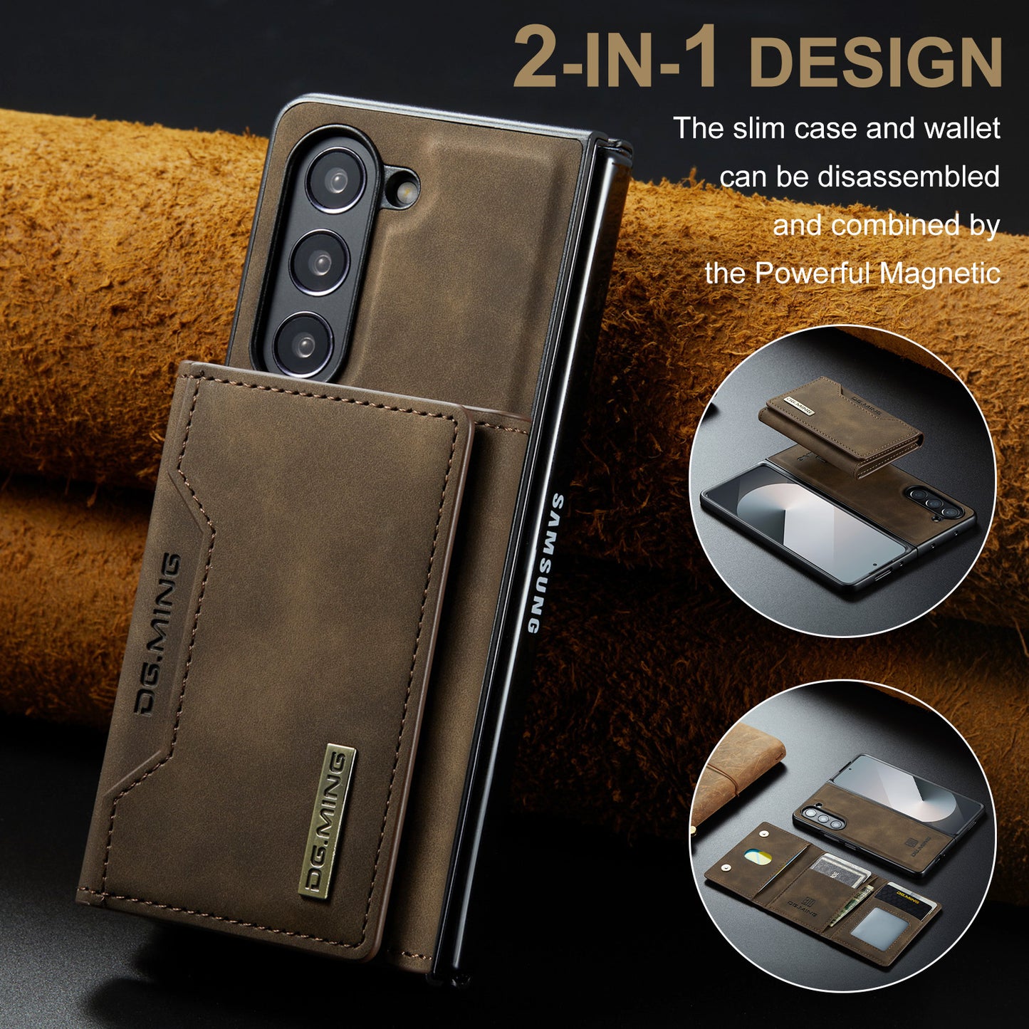 DG.MING Detachable 2-in-1 Galaxy Z Fold6 Case Card Holder