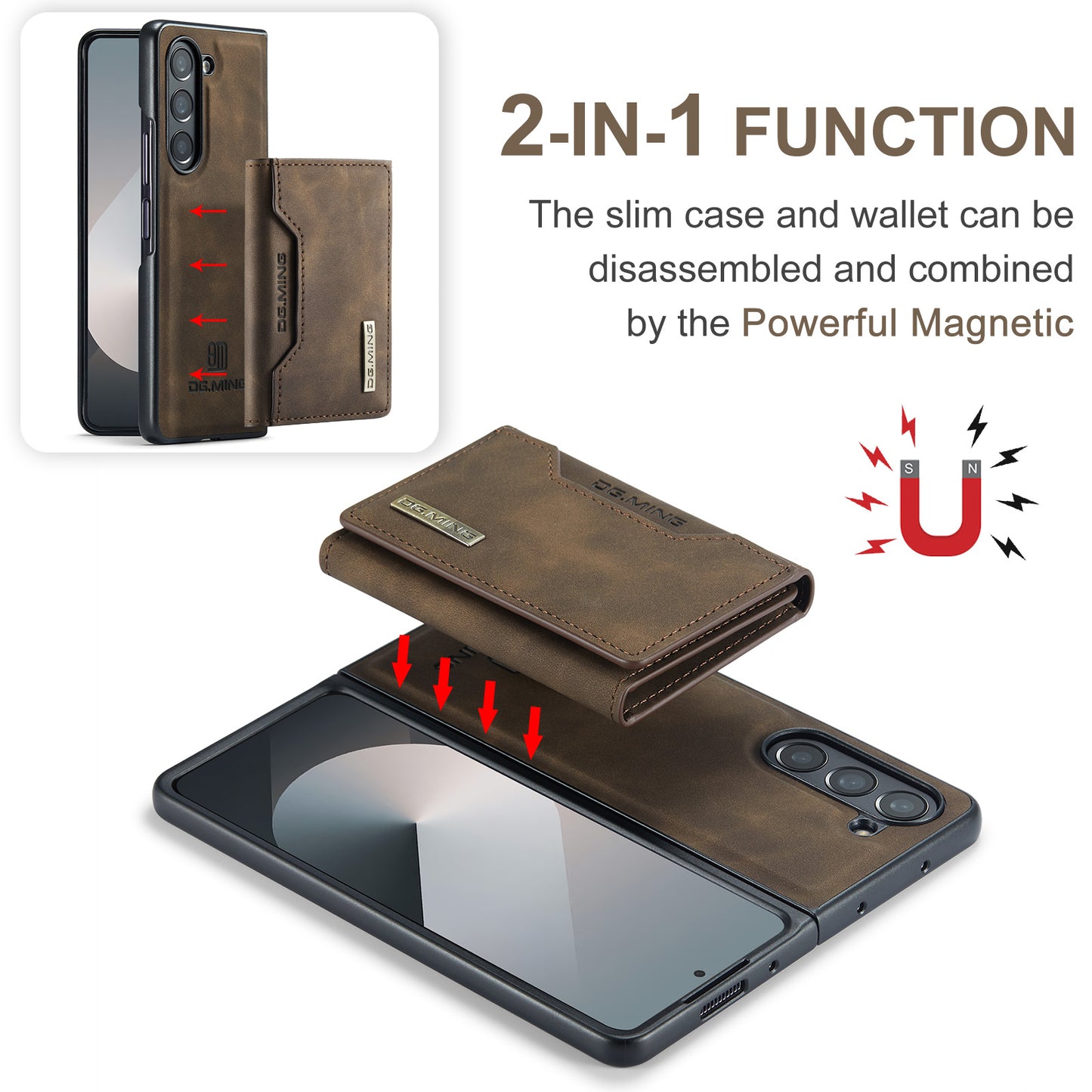 DG.MING Detachable 2-in-1 Galaxy Z Fold6 Case Card Holder