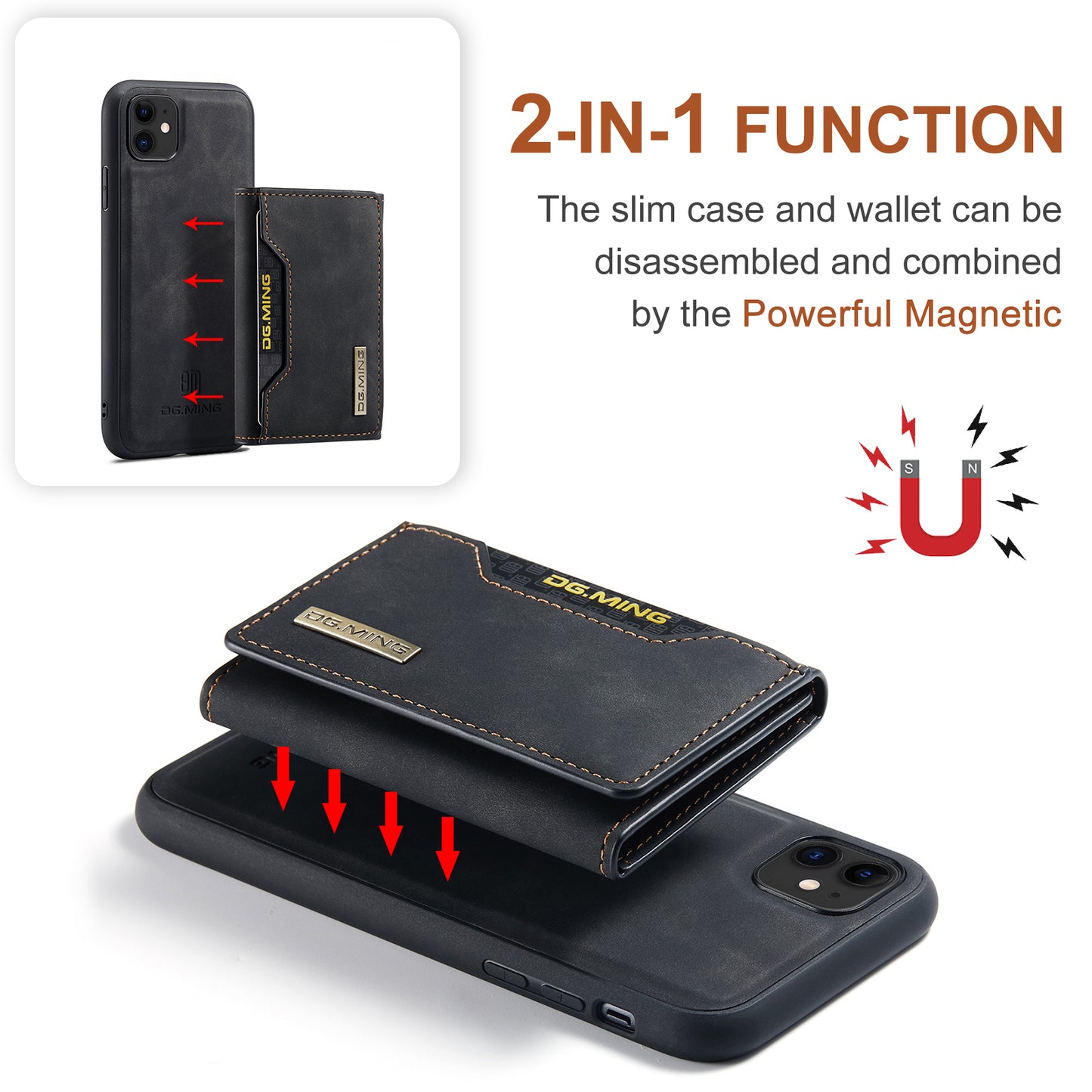 DG.MING Detachable 2-in-1 iPhone 11 Case Card Holder