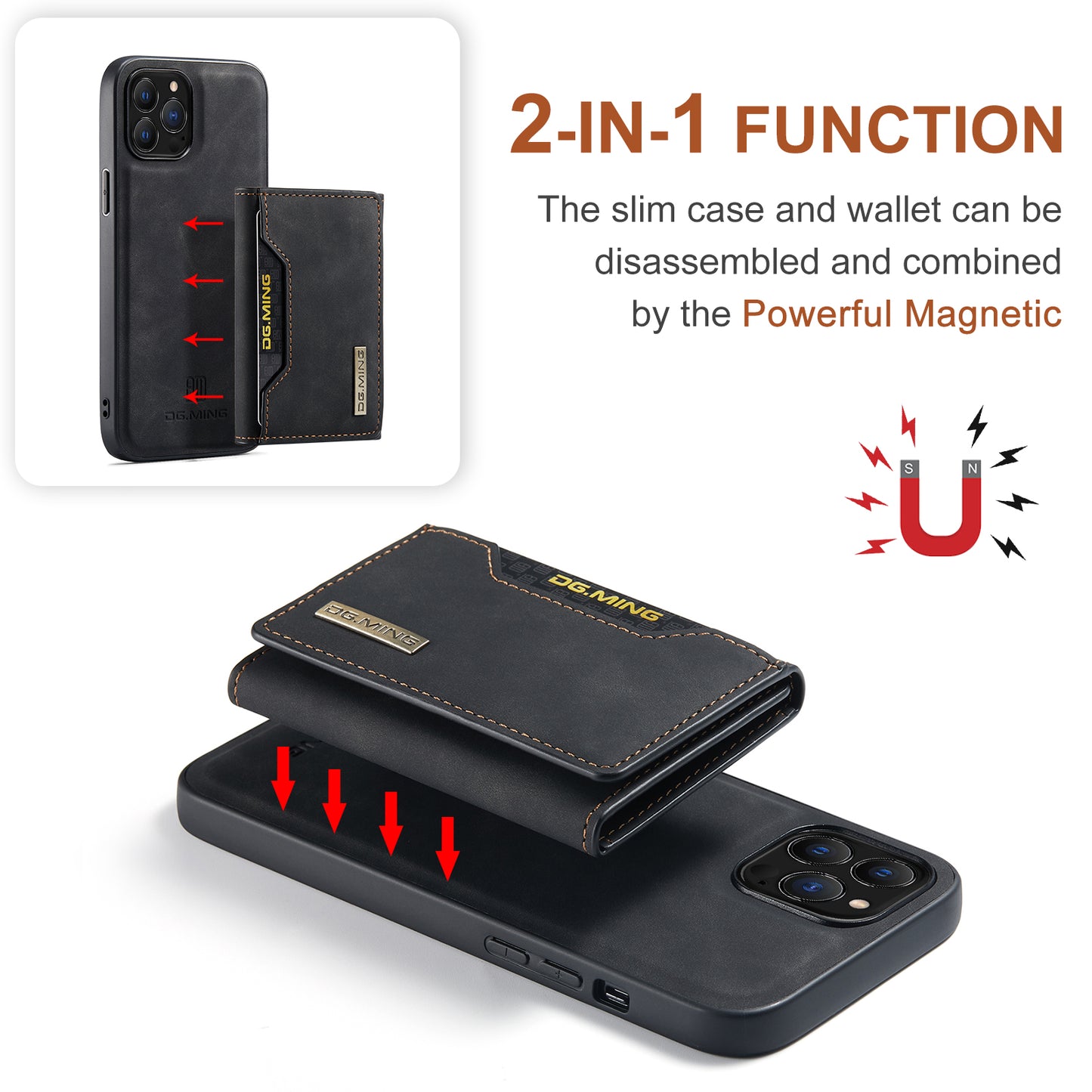 DG.MING Detachable 2-in-1 iPhone 13 Pro Max Case Card Holder