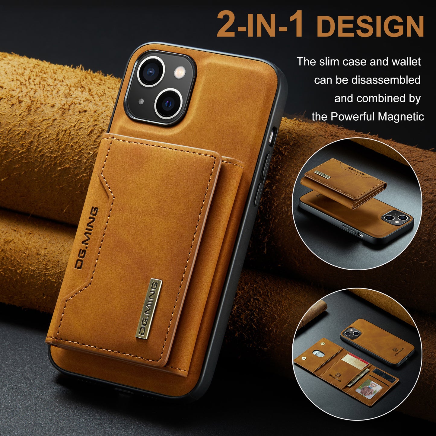 DG.MING Detachable 2-in-1 iPhone 14 Plus Case Card Holder