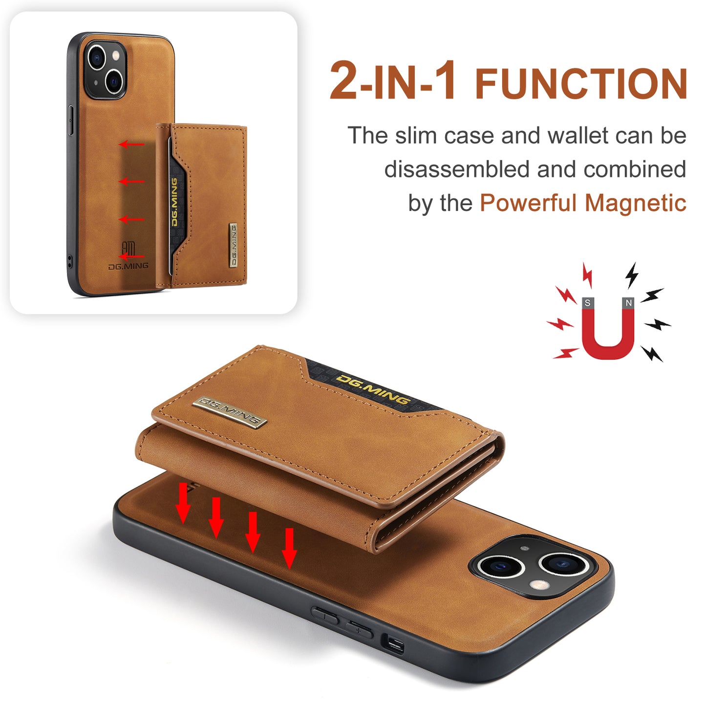 DG.MING Detachable 2-in-1 iPhone 14 Plus Case Card Holder