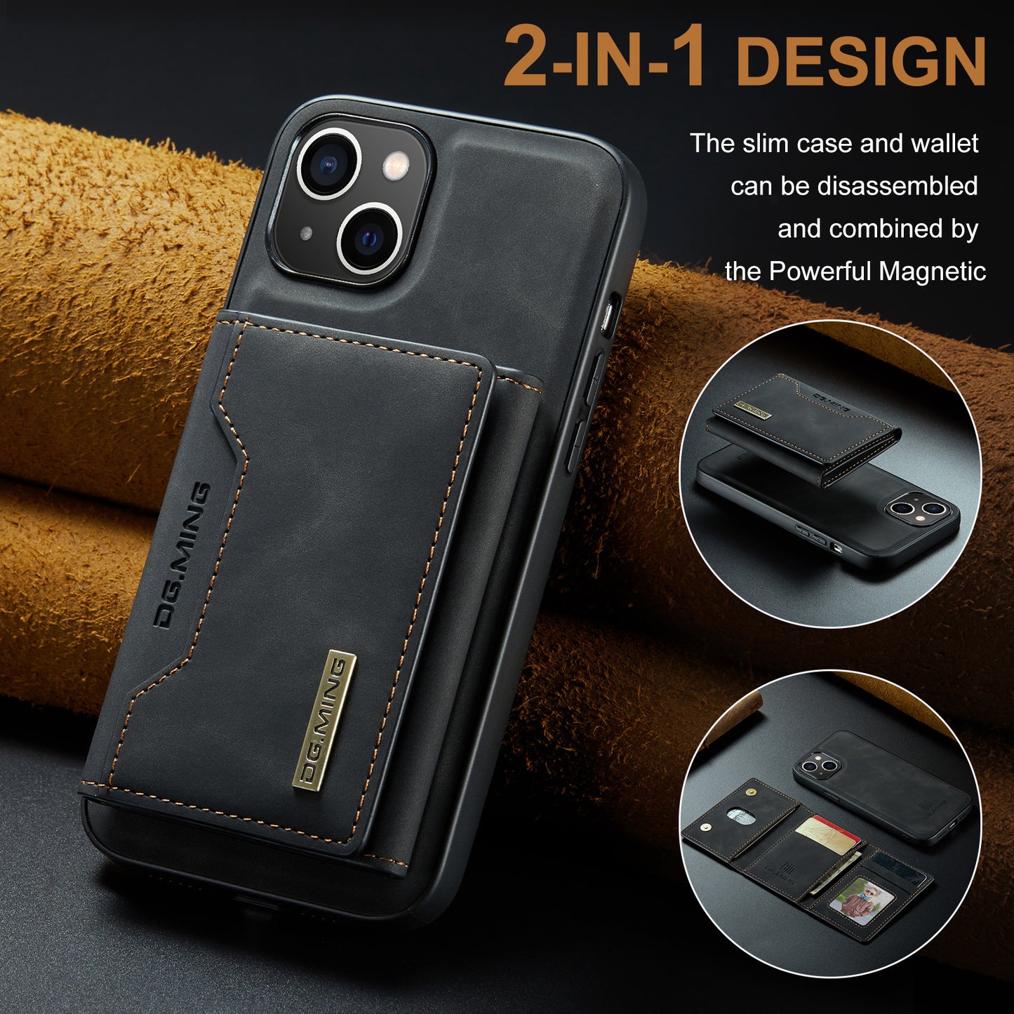 DG.MING Detachable 2-in-1 iPhone 14 Case Card Holder