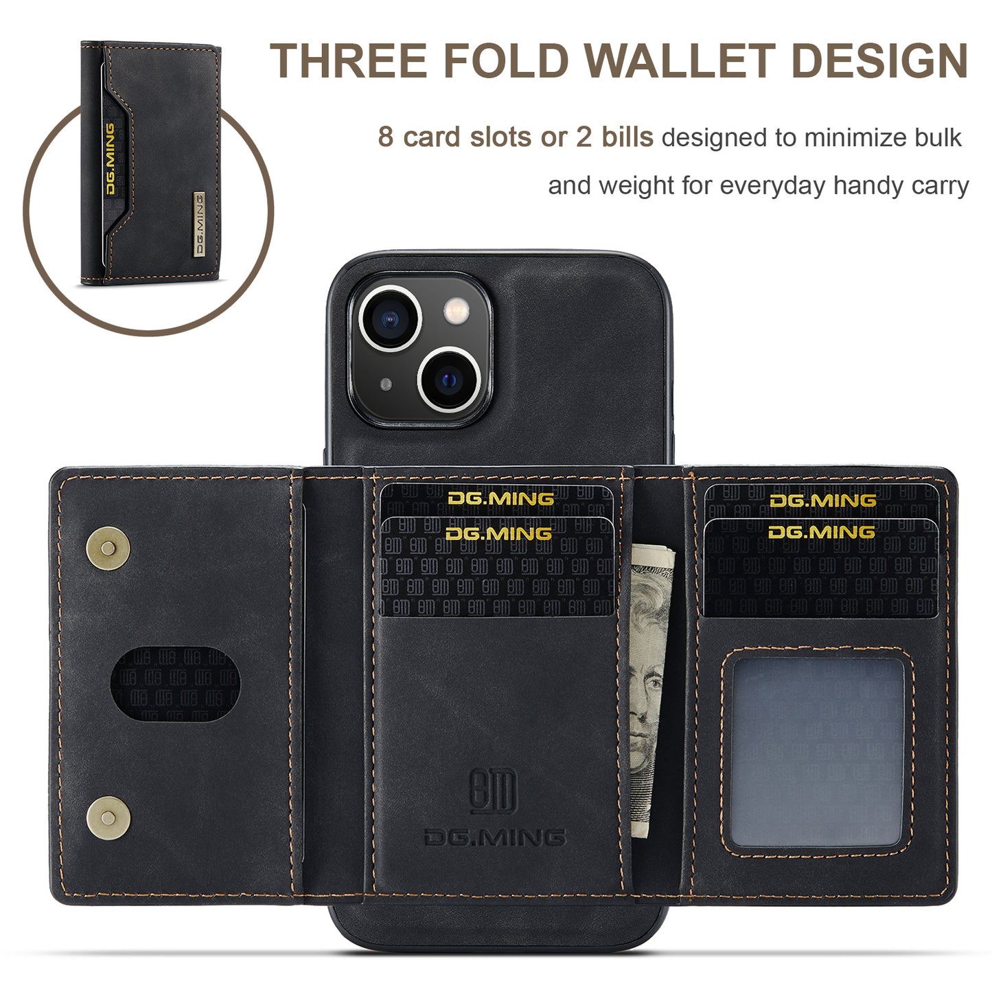 DG.MING Detachable 2-in-1 iPhone 14 Case Card Holder