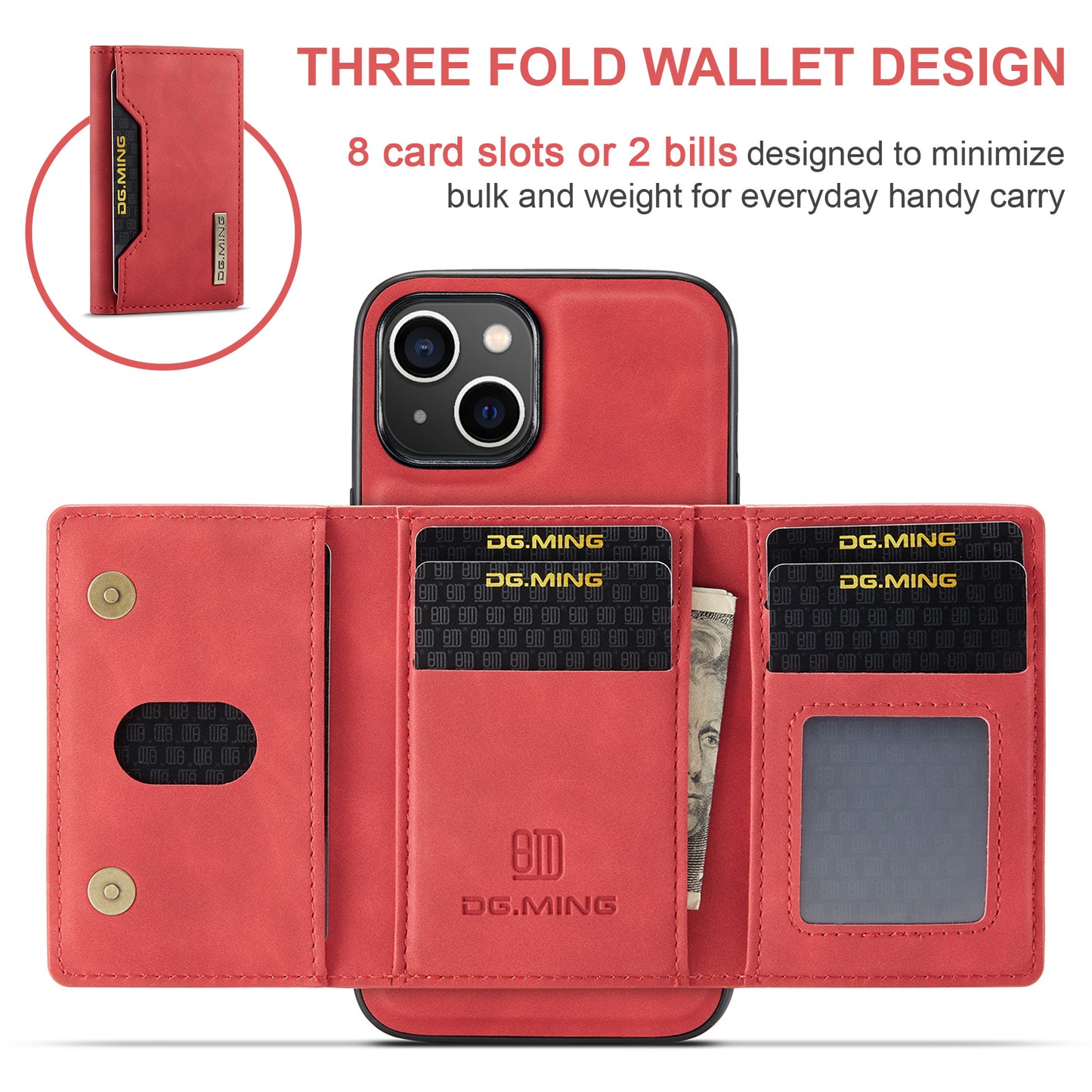 DG.MING Detachable 2-in-1 iPhone 15 Case Card Holder