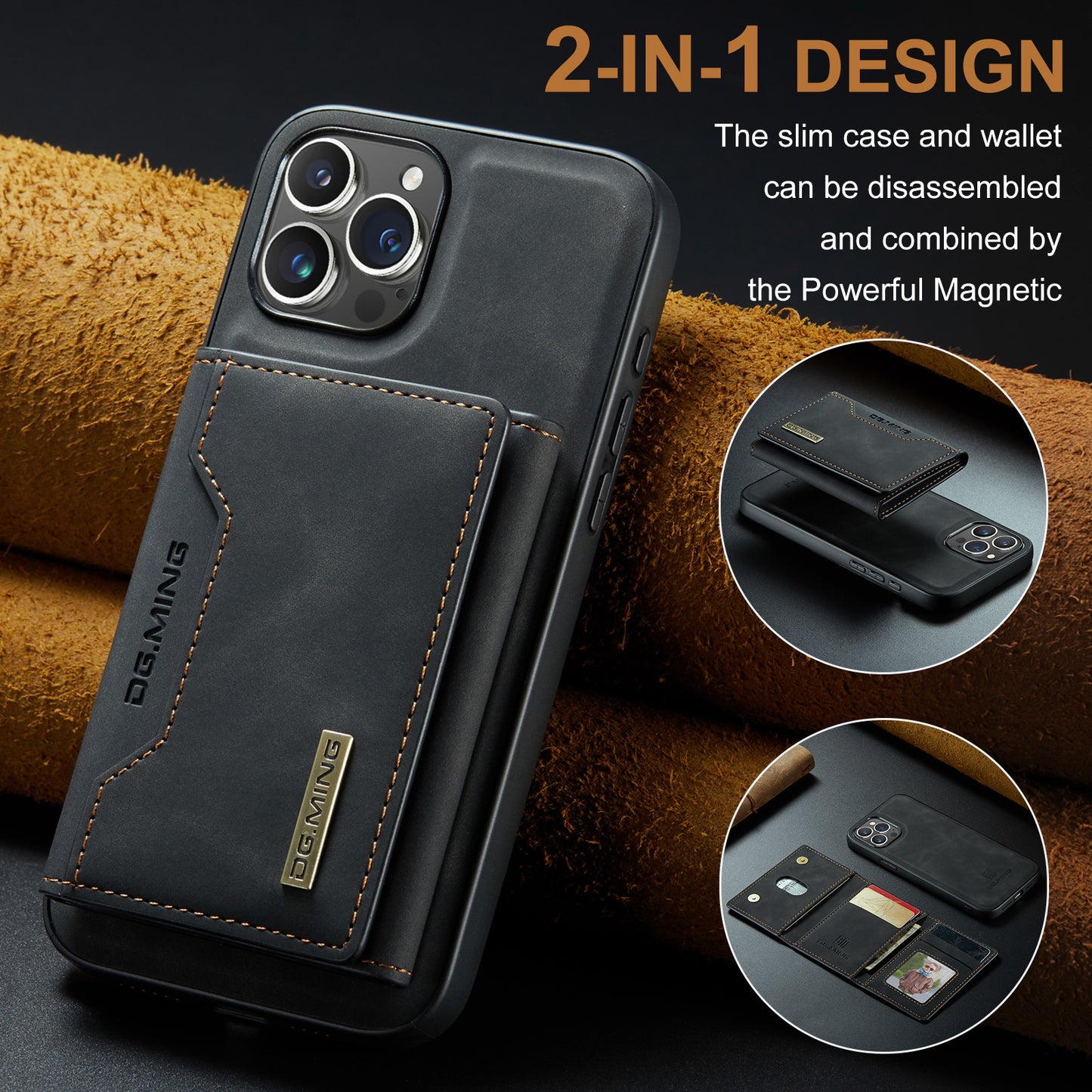 DG.MING Detachable 2-in-1 iPhone 15 Pro Max Case Card Holder