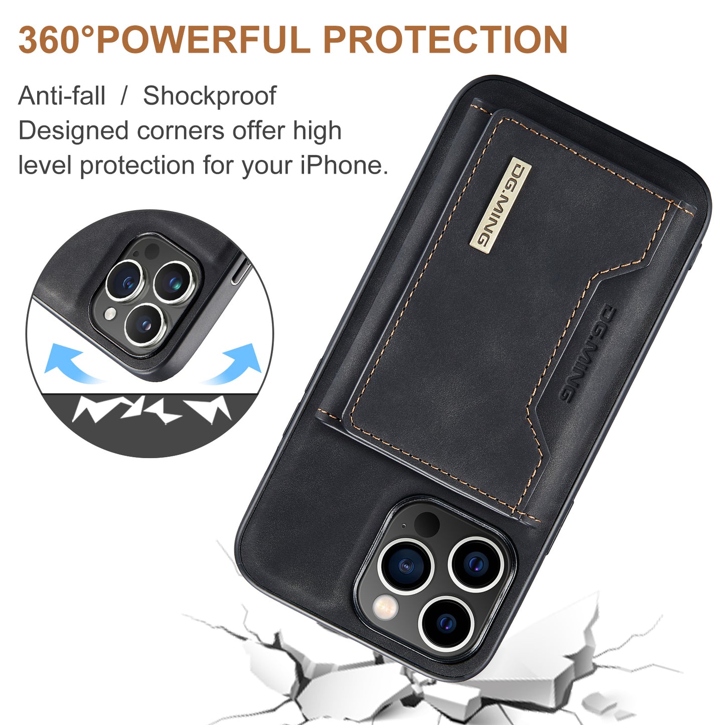 DG.MING Detachable 2-in-1 iPhone 15 Pro Max Case Card Holder