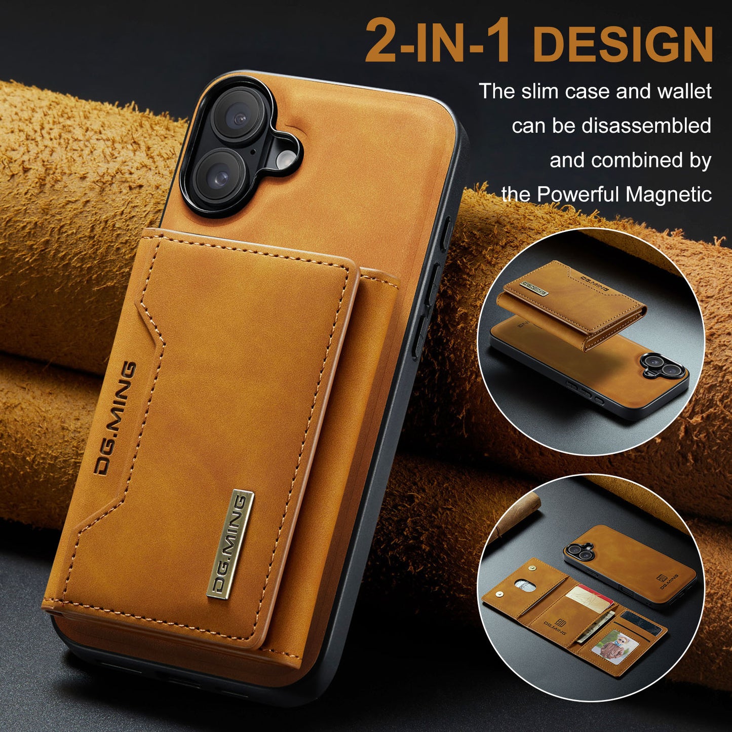 DG.MING Detachable 2-in-1 iPhone 16 Plus Case Card Holder