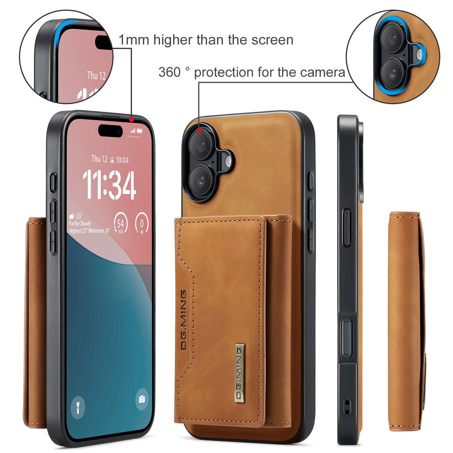 DG.MING Detachable 2-in-1 iPhone 16 Plus Case Card Holder