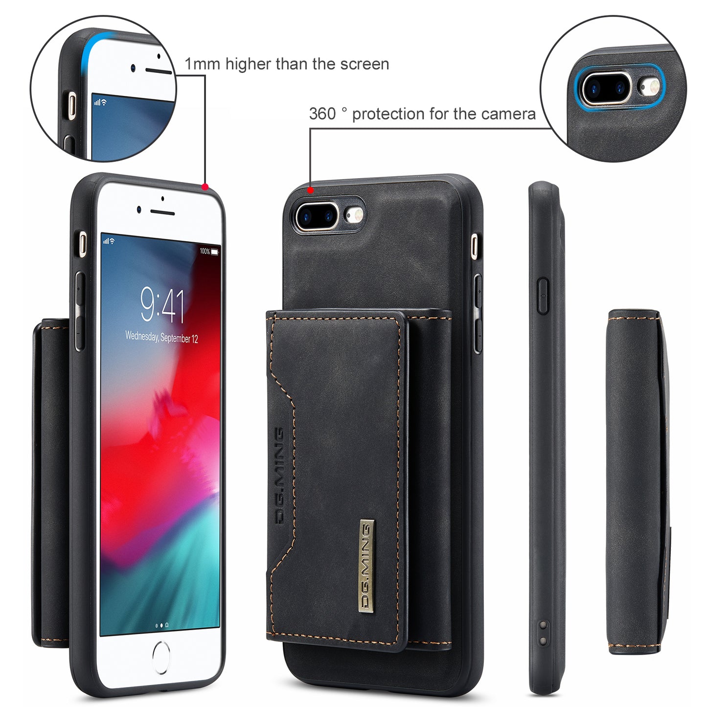 DG.MING Detachable 2-in-1 iPhone 8 Plus Case Card Holder