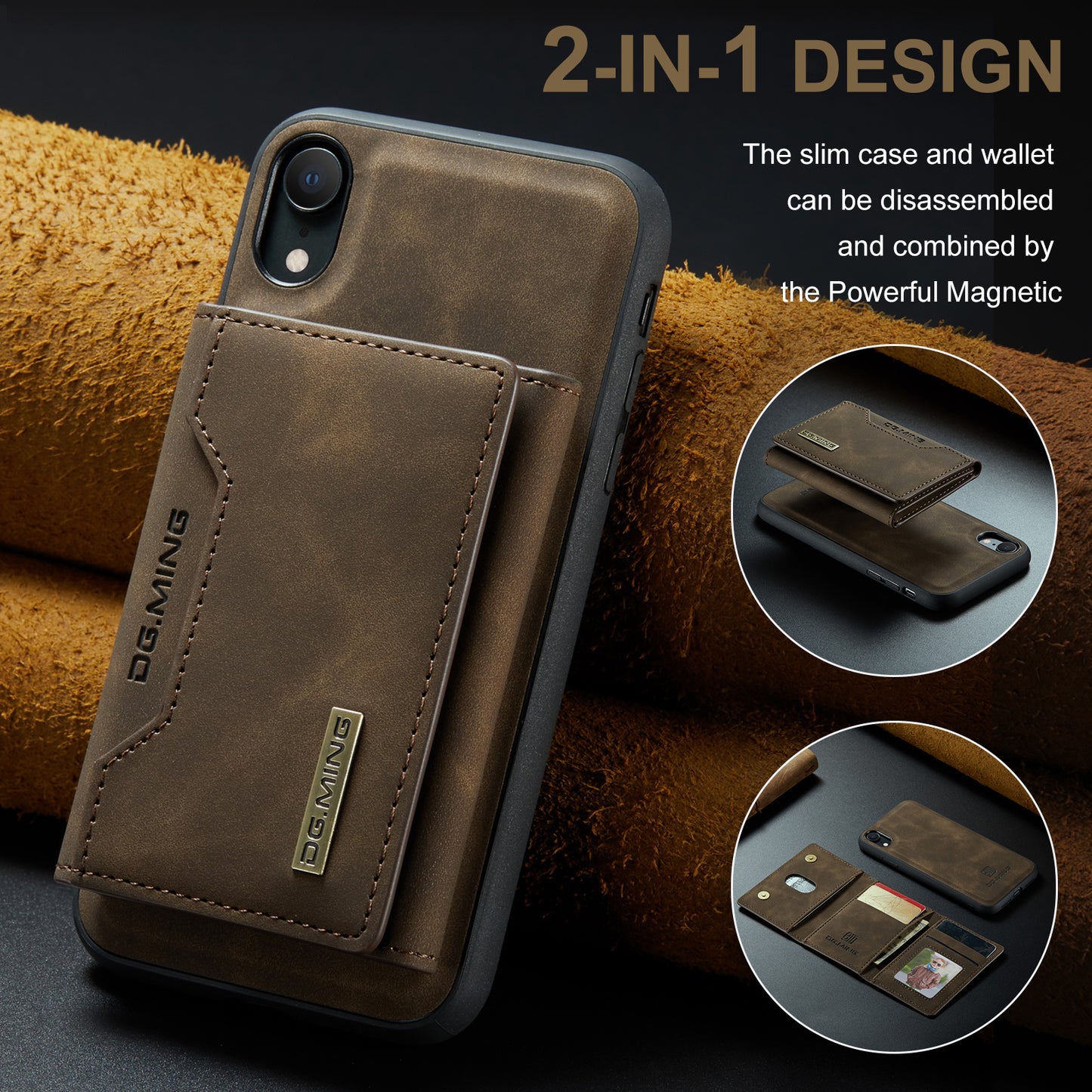 DG.MING Detachable 2-in-1 iPhone XR Case Card Holder