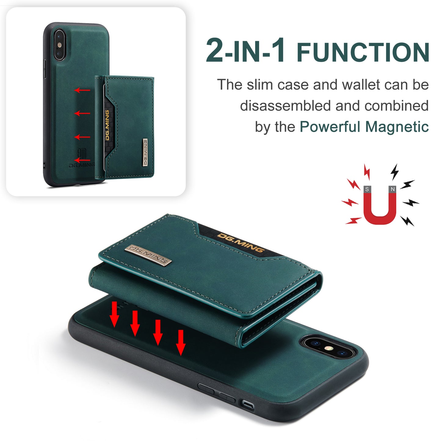 DG.MING Detachable 2-in-1 iPhone Xs Max Case Card Holder