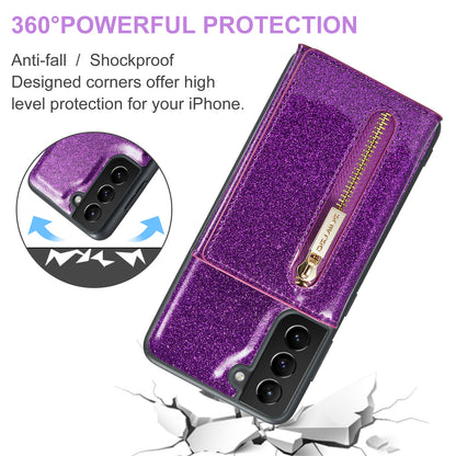 DG.MING Glitter Leather 2-in-1 Wallet Galaxy S21 FE Case