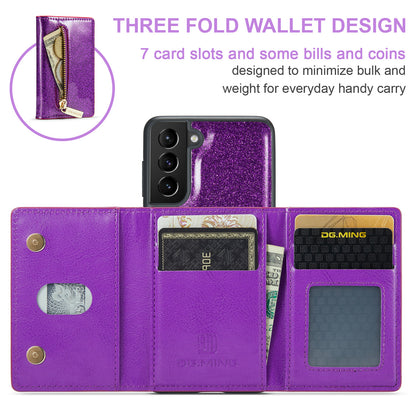 DG.MING Glitter Leather 2-in-1 Wallet Galaxy S21 FE Case