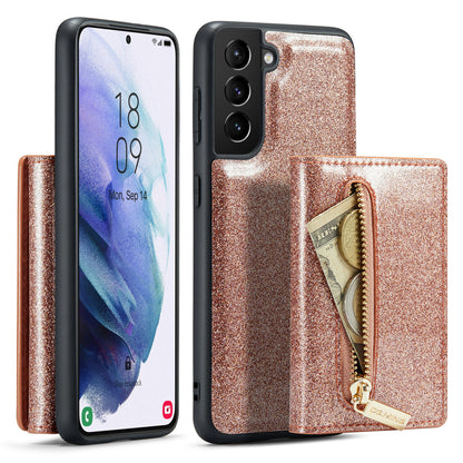 DG.MING Glitter Leather 2-in-1 Wallet Galaxy S21 Case