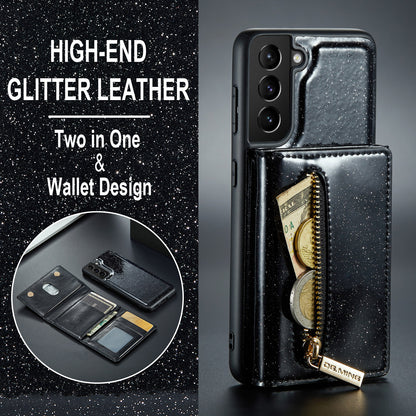 DG.MING Glitter Leather 2-in-1 Wallet Galaxy S21 Case