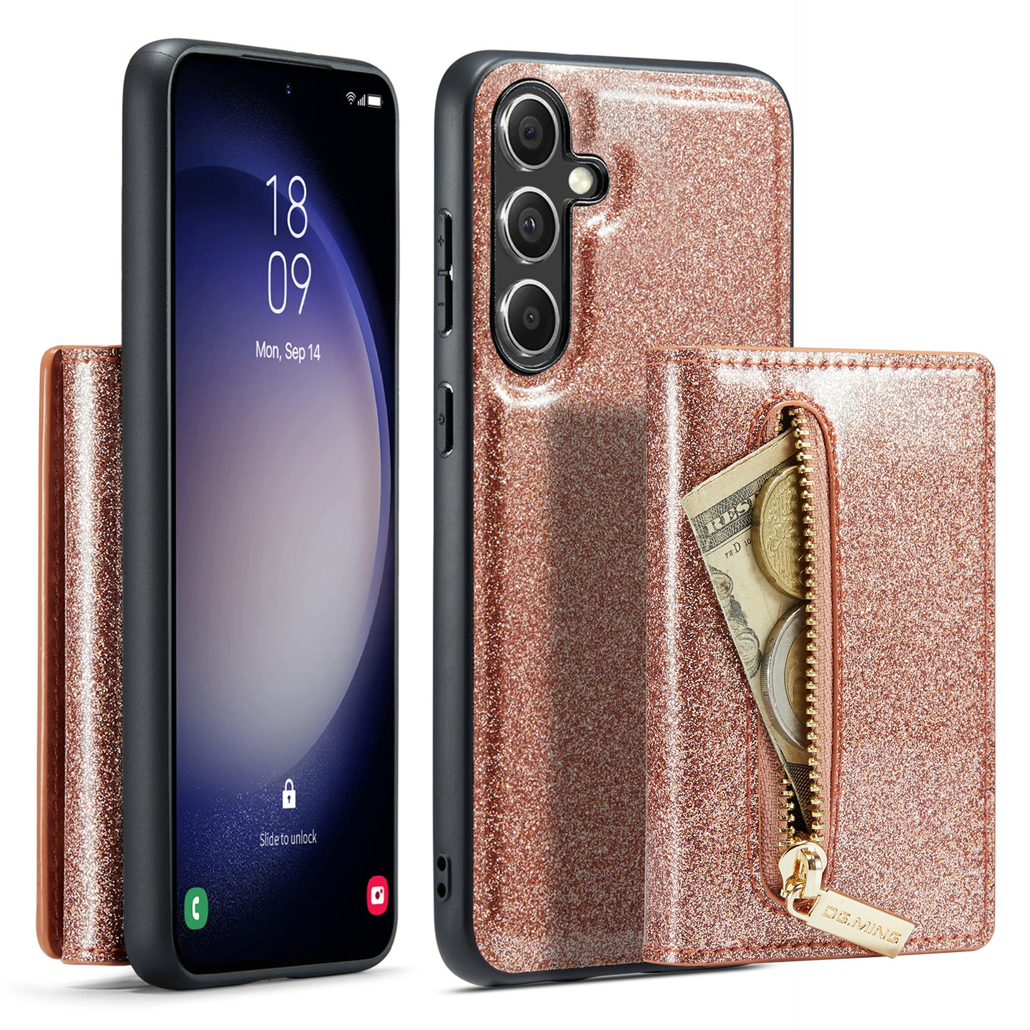 DG.MING Glitter Leather 2-in-1 Wallet Galaxy S23 FE Case