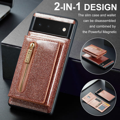 DG.MING Glitter Leather 2-in-1 Wallet Google Pixel 6A Case