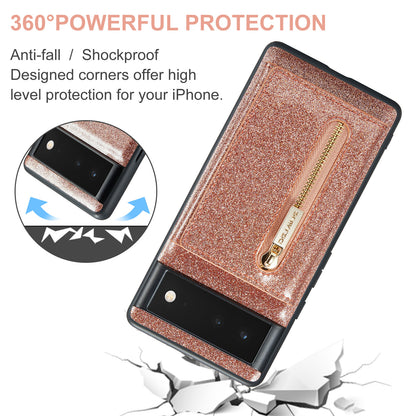 DG.MING Glitter Leather 2-in-1 Wallet Google Pixel 6A Case