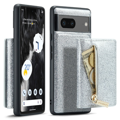 DG.MING Glitter Leather 2-in-1 Wallet Google Pixel 7 Case