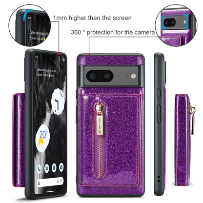 DG.MING Glitter Leather 2-in-1 Wallet Google Pixel 7 Case