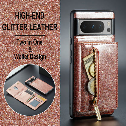 DG.MING Glitter Leather 2-in-1 Wallet Google Pixel 8 Pro Case