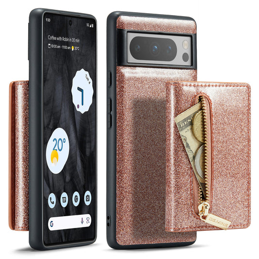 DG.MING Glitter Leather 2-in-1 Wallet Google Pixel 8 Pro Case