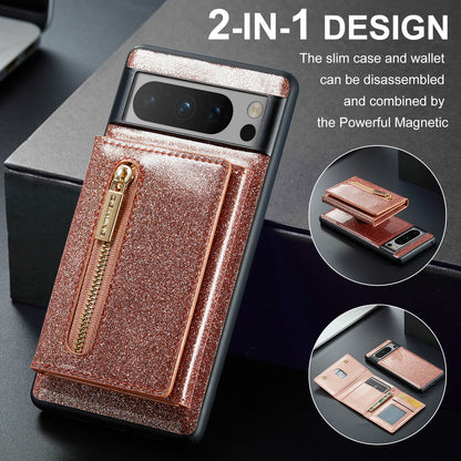 DG.MING Glitter Leather 2-in-1 Wallet Google Pixel 8 Pro Case